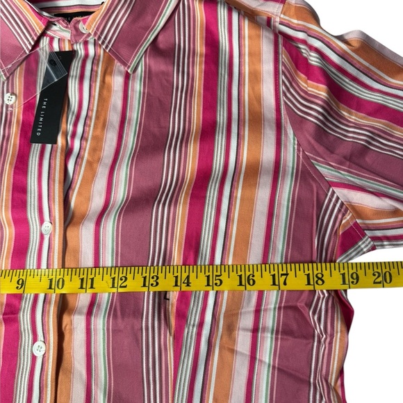 The Limited Women's Long Sleeve Button-Up Top - Pink-Orange Stripe, Large NEW - Picture 8 of 11